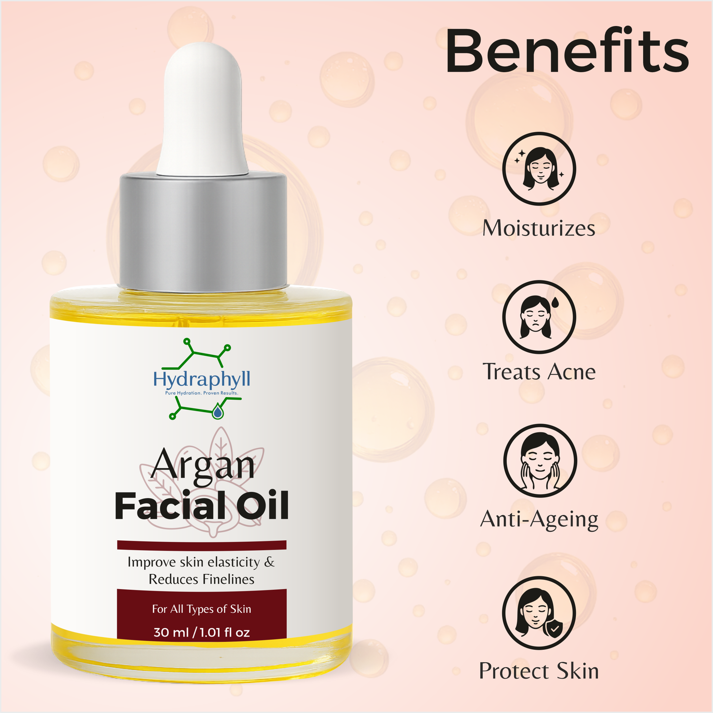 Argan Facial Oil – Improves Skin Elasticity, Reduces Fine Lines for All Skin Types (30ml)