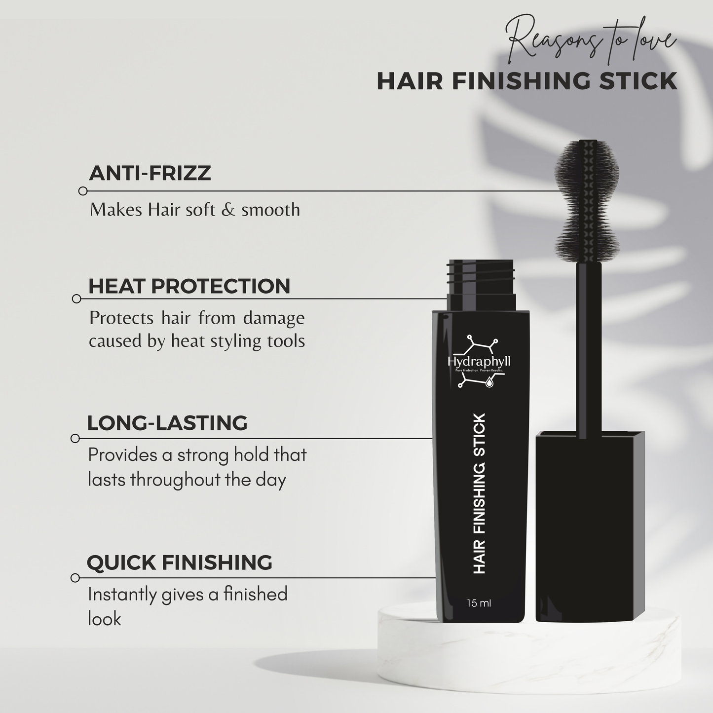 Hair Finishing Stick – Sleek, Strong Hold with Rosemary & 14 Herbal Blend (15ml)